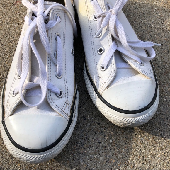 Converse All Star White Faux Leather Sneakers. - Picture 3 of 8